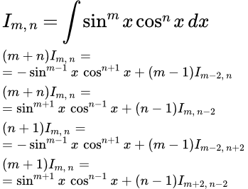 Интегрирование произведения степеней от sin x и cos x