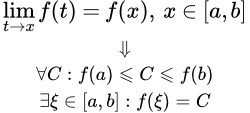 Теорема Больцано - Коши о промежуточном значении