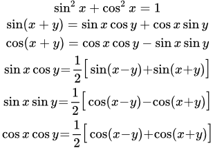 Основные формулы синуса и косинуса