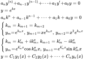 Вид общего решения линейного однородного дифференциального уравнения с постоянными коэффициентами