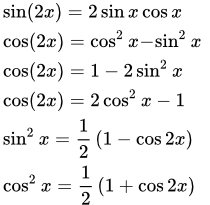 Формулы синуса и косинуса двойного угла
