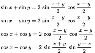 Формулы суммы и разности синуса и косинуса