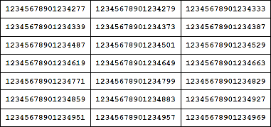 Фрагмент таблицы простых чисел